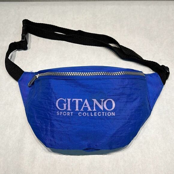 Vtg Gitano Sport Collection Belly Bag 80s 90s Fanny Waist Pack Blue Large Zip Po - Picture 1 of 6
